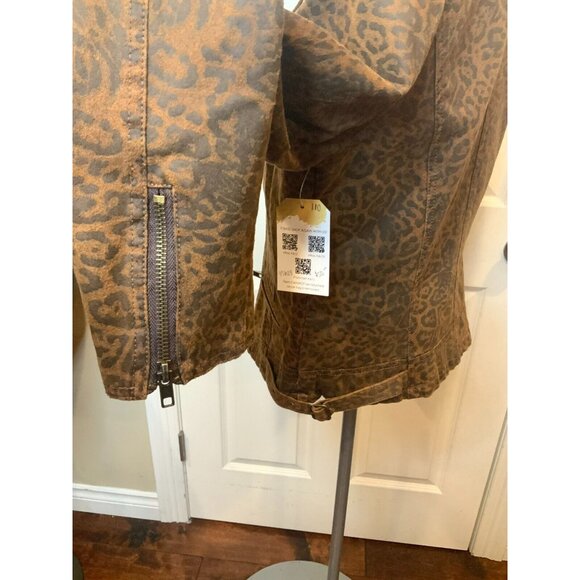 Kut From The Kloth Brown Leopard Print Asymmetrical Zip-Up Moto Jacket, Size XL - Picture 5 of 8